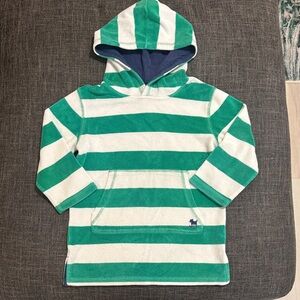 Mini Boden Terry Cloth Hoodie Green White Stripe Beach Pullover 4-5Y